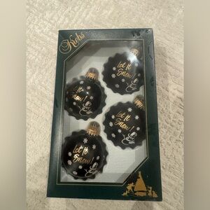 Krebs Black and Gold 'Let It Snow' Holiday Ornaments Ebony Shine Christmas Xmas